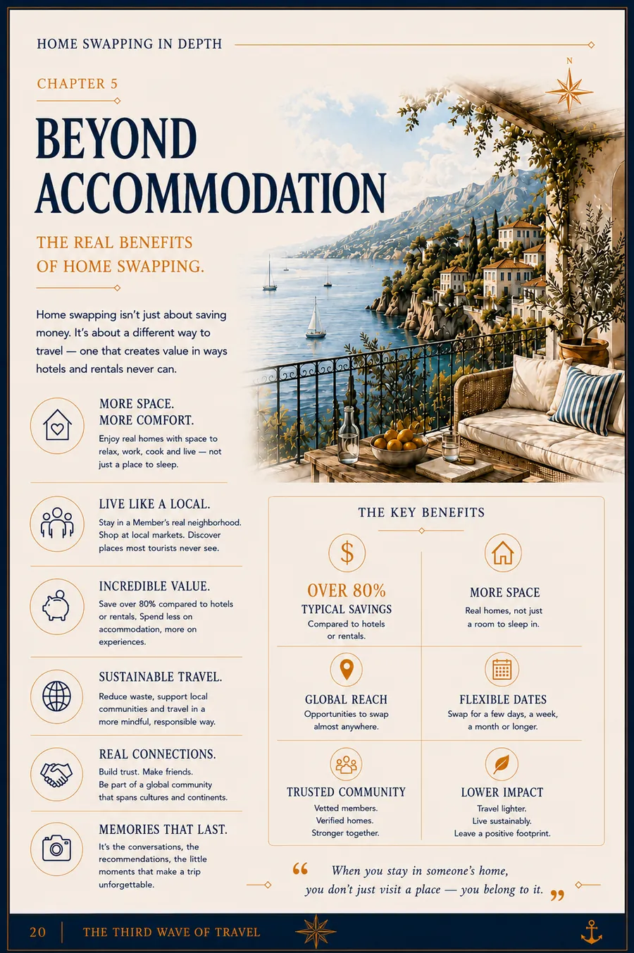 BEYOND ACCOMMODATION — illustrated page from The Home Swap Guy's Home Swapping In Depth guide (page 20 of 30)