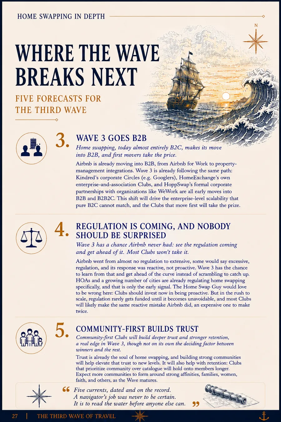 WHERE THE WAVE BREAKS NEXT — illustrated page from The Home Swap Guy's Home Swapping In Depth guide (page 27 of 30)